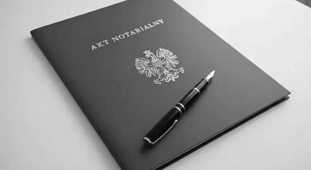 Akt notarialny na biurku.